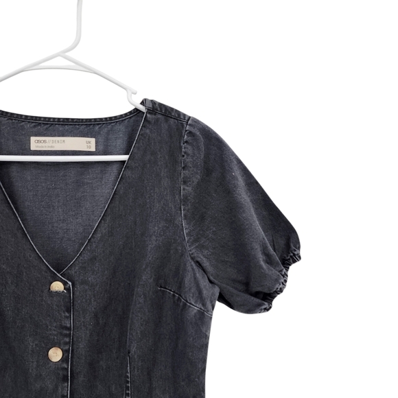 Asos Design Women's 100% Cotton Button Front Soft Denim Mini Tea Dress - UK10 - Picture 2 of 7